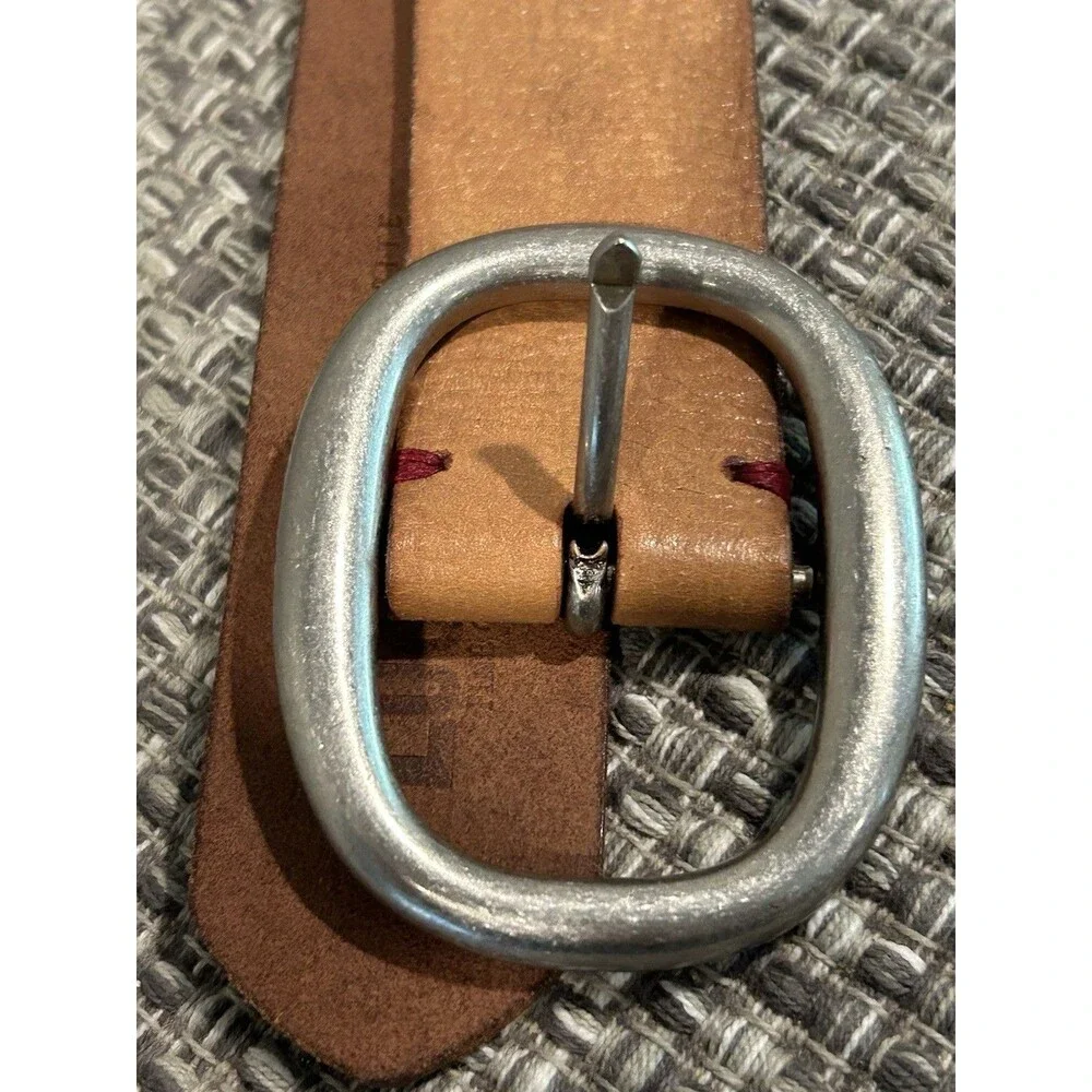 Lucky Brand Men’s Leather Belt Stitching Multi Color Leather Silver Buckle M 34”